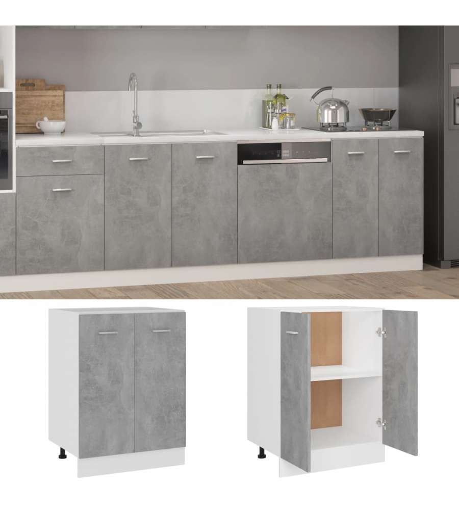 Armadio Inferiore Grigio Cemento 60x46x81,5 cm in Truciolato