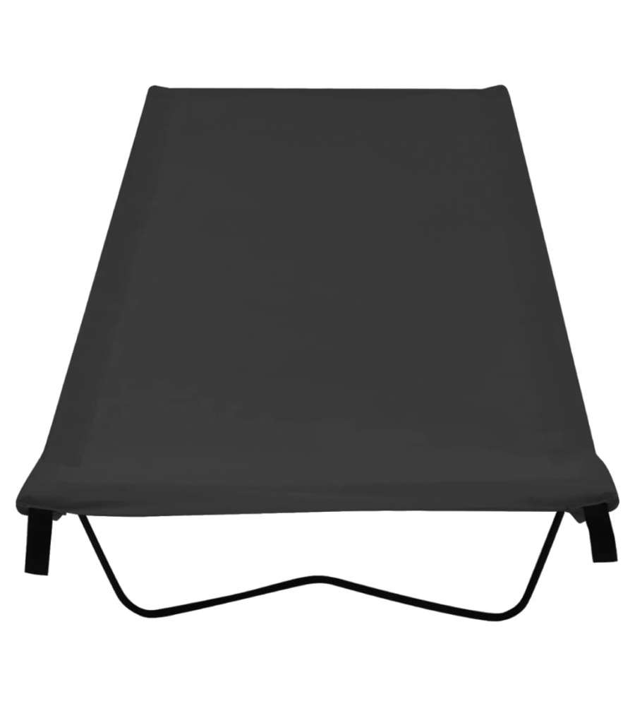 Lettino da Campeggio 180x60x19cm Tessuto Oxford e Acciaio Nero