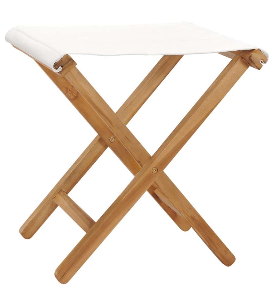 Sedie Pieghevoli 2 pz in Legno di Teak e Tessuto Bianco Crema