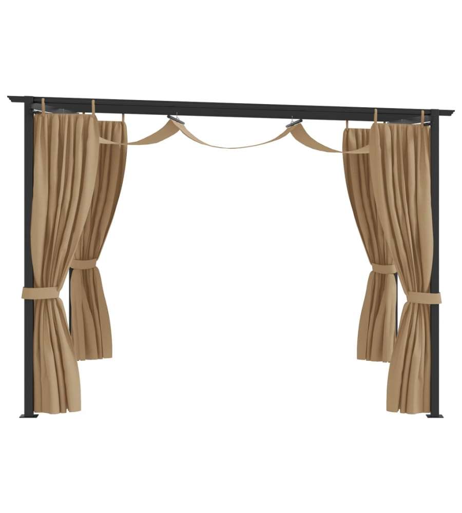 Gazebo con Tende 3x3 cm Grigio Talpa in Acciaio