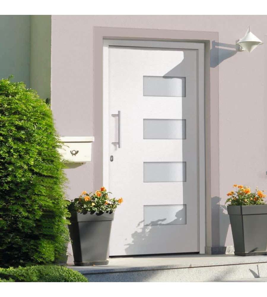 Porta d'Ingresso in Alluminio e PVC Bianco 100x210 cm 3056822