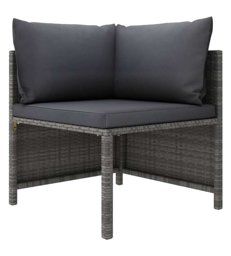 Divano da Giardino a 4 Posti con Cuscini Grigio in Polyrattan 313501