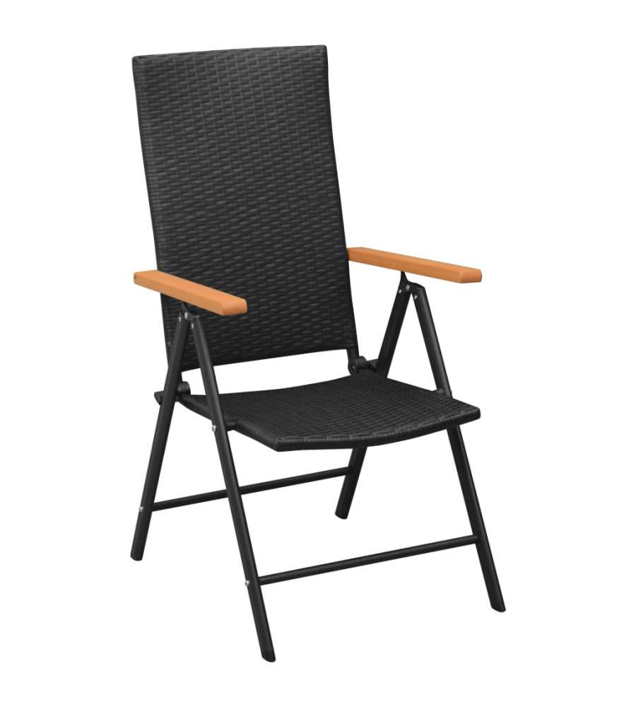 Sedie da Giardino 4 pz in Polyrattan Nero