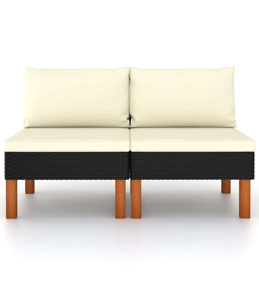 Divani Centrali 2 pz Polyrattan e Legno Massello di Eucalipto 315765