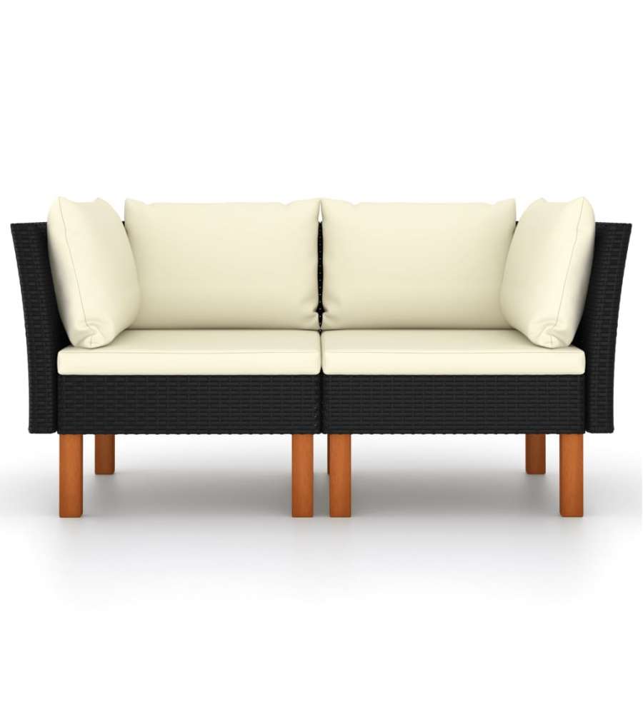 Poltrone Angolari 2 pz Polyrattan e Legno Massello di Eucalipto 315767