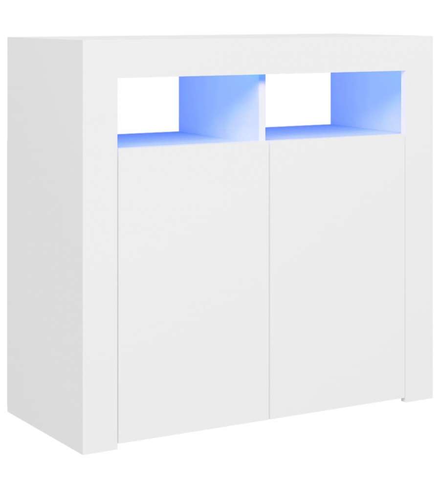 Credenza con Luci a LED Bianca 80x35x75 cm