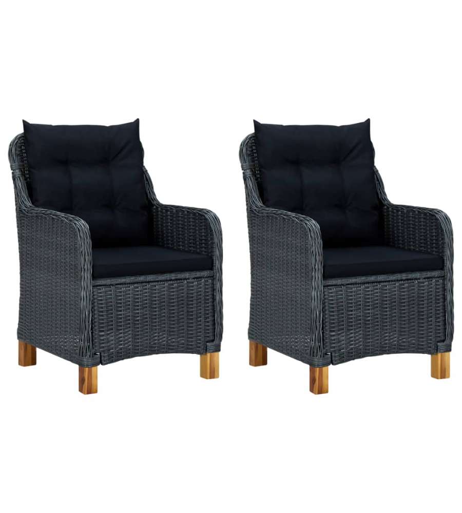 Set Divani da Giardino 3 pz con Cuscini Polyrattan Grigio Scuro 3060180