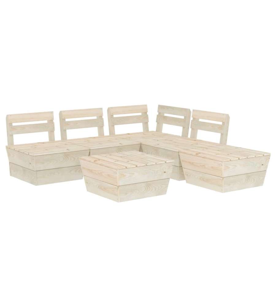 Set Divani da Giardino su Pallet 6 pz in Legno Abete Impregnato 3063721