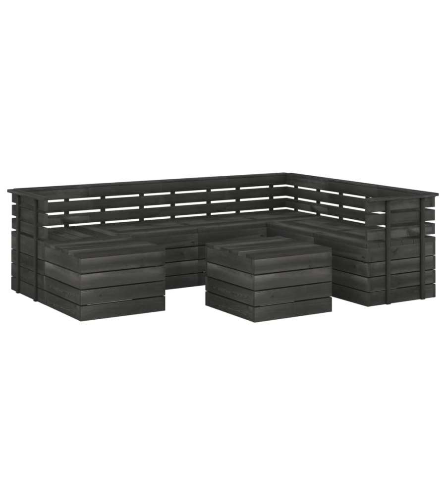 Set Divani da Giardino su Pallet 8 pz Legno Pino Grigio Scuro 3063761