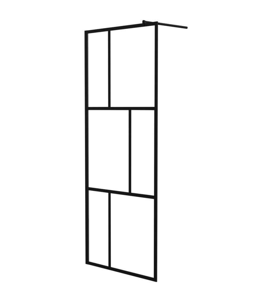Parete per Doccia Walk-in in Vetro Temperato Nera 80x195 cm