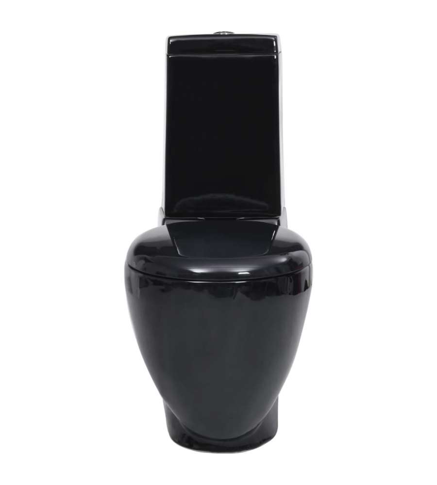 Vaso WC in Ceramica da Bagno Rotondo Base con Scarico Nero