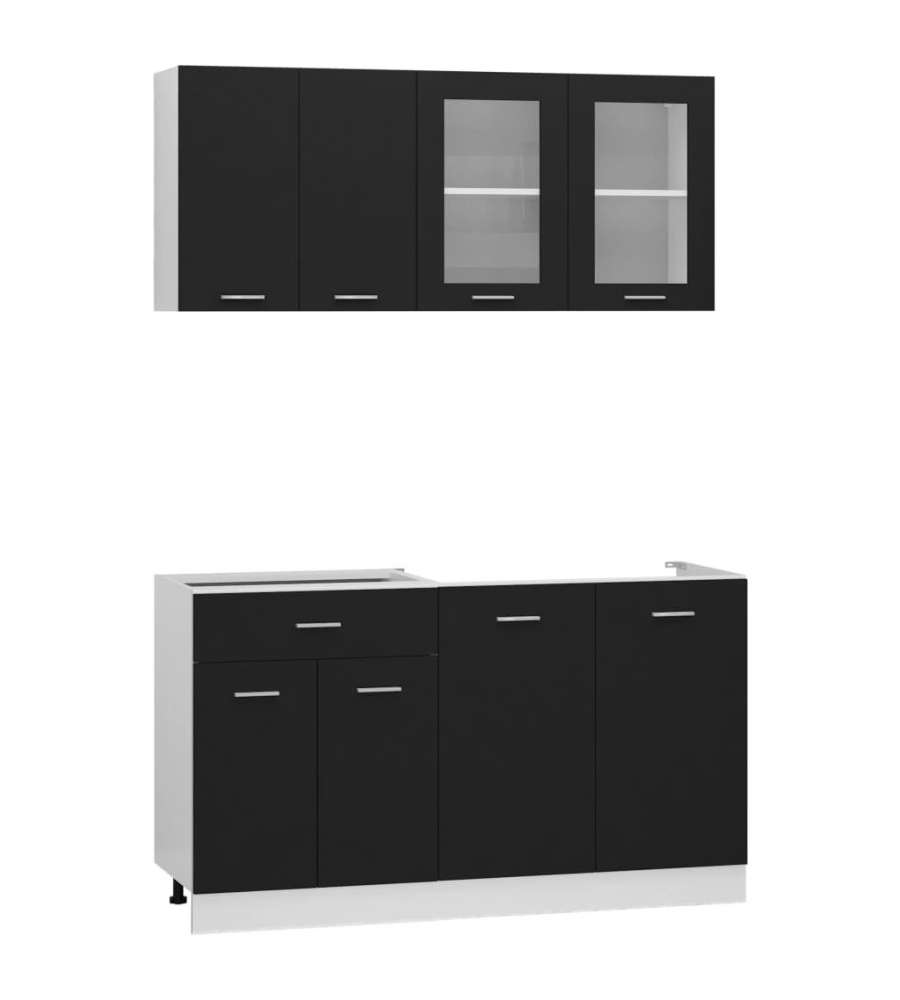 vidaXL Set Pensili da Cucina 4 pz in Truciolato Nero - Design Elegante e Funzionale