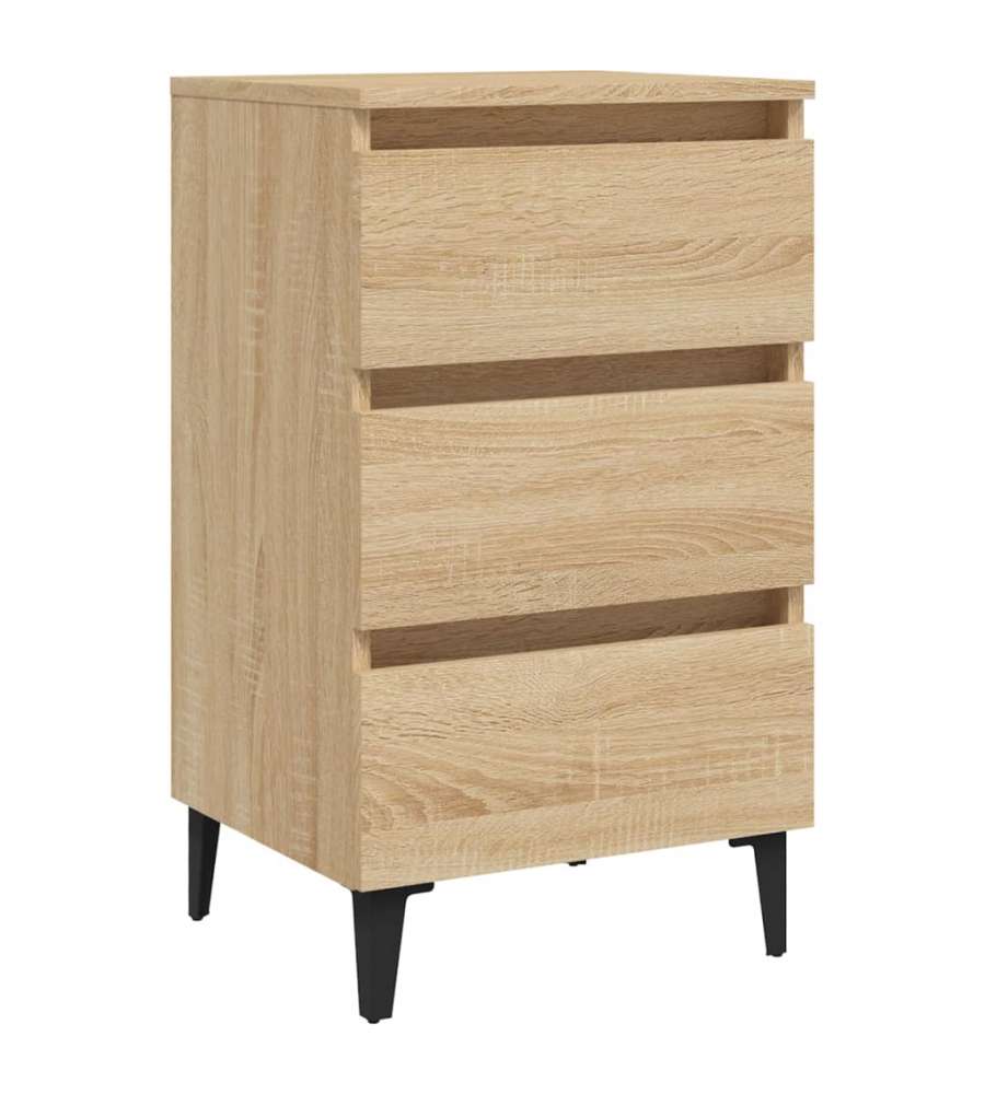 vidaXL Comodino con Gambe in Metallo Rovere Sonoma 40x35x69 cm - Mobile da Letto Chic e Moderno