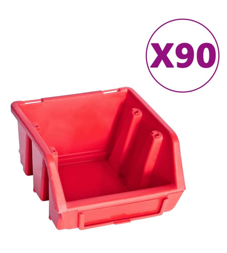  Kit Contenitori 96 pz con Pannelli a Parete Rosso e Nero