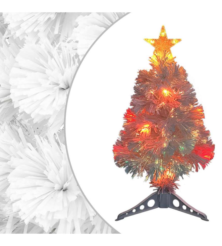 Albero Natale Artificiale LED Bianco 64 cm Fibra Ottica