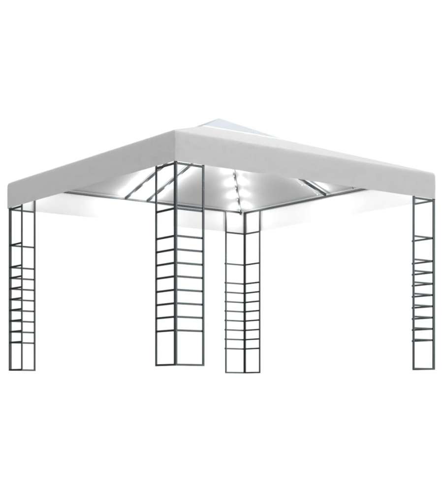 Gazebo da Giardino con Luci a Stringa LED 3x3 m Bianco