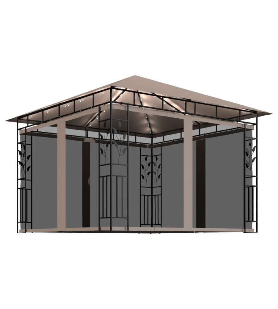 Gazebo con Zanzariera Luci LED 3x3x2,73 m Grigio Talpa