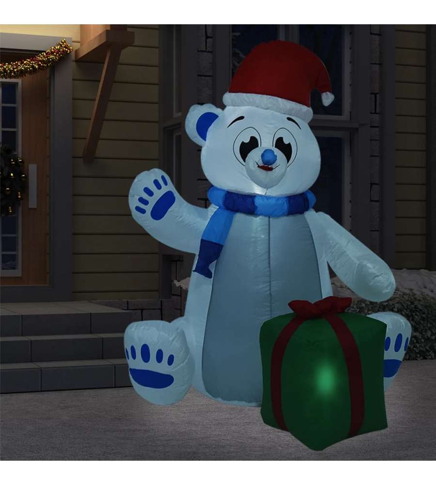Orso Polare Gonfiabile Natalizio con LED Interni Esterni 2,4 m