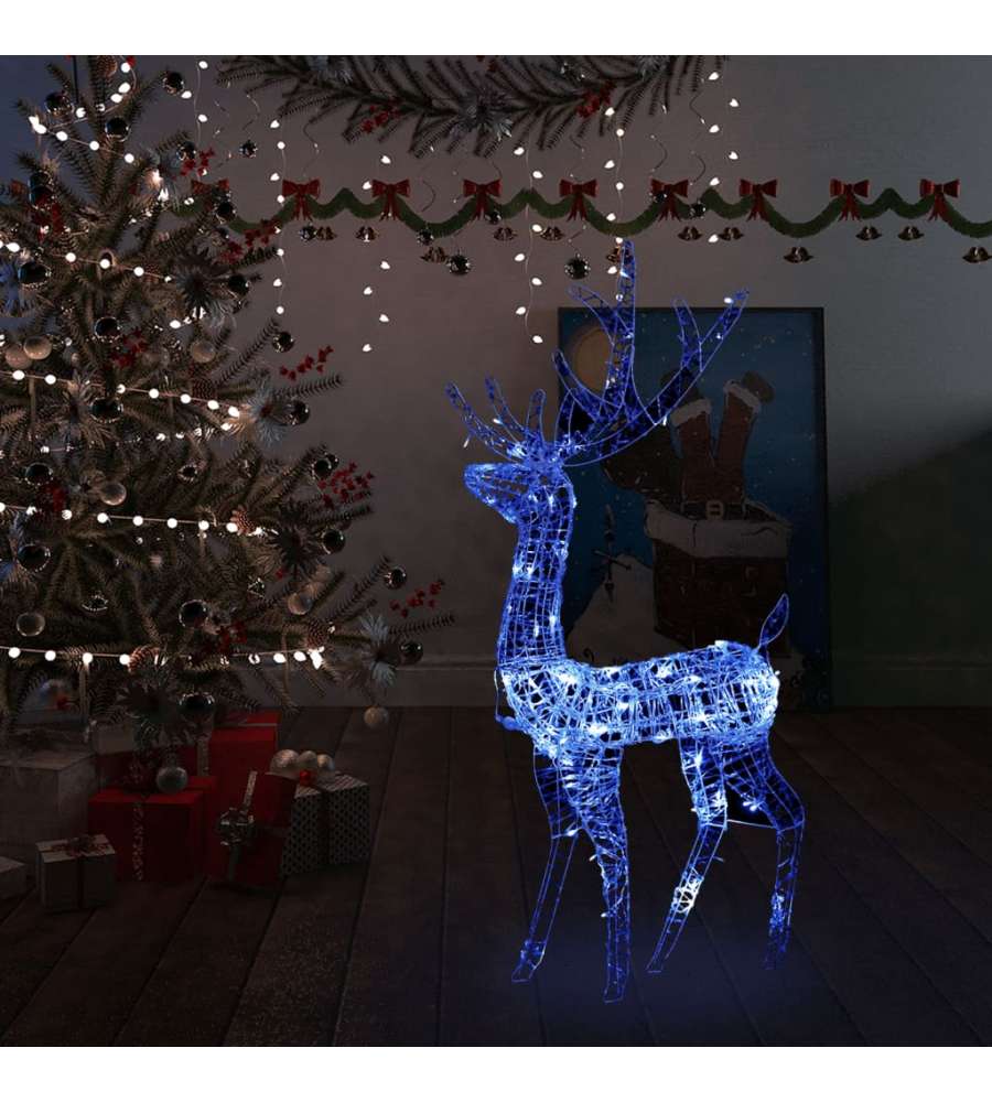 Decorazione Natalizia Renna Volante 140 LED 128cm Blu
