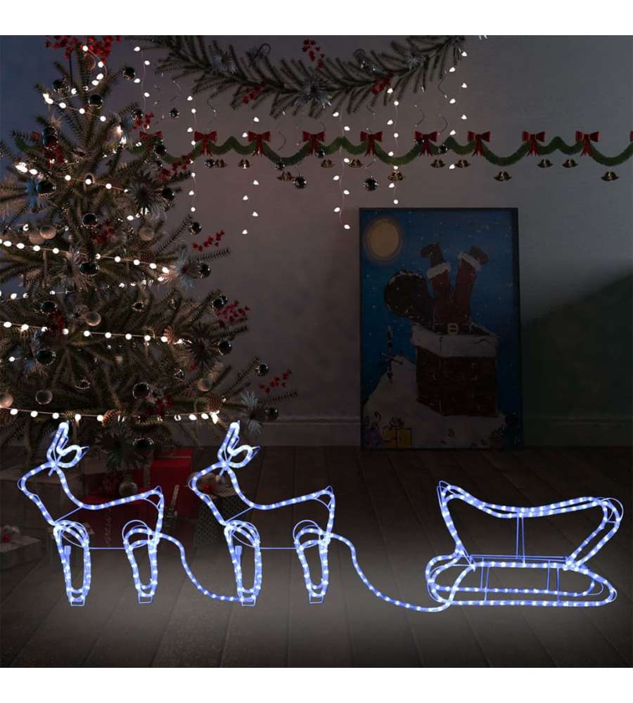 Renne e Slitta Decorazione Natalizia per Esterni 576 LED