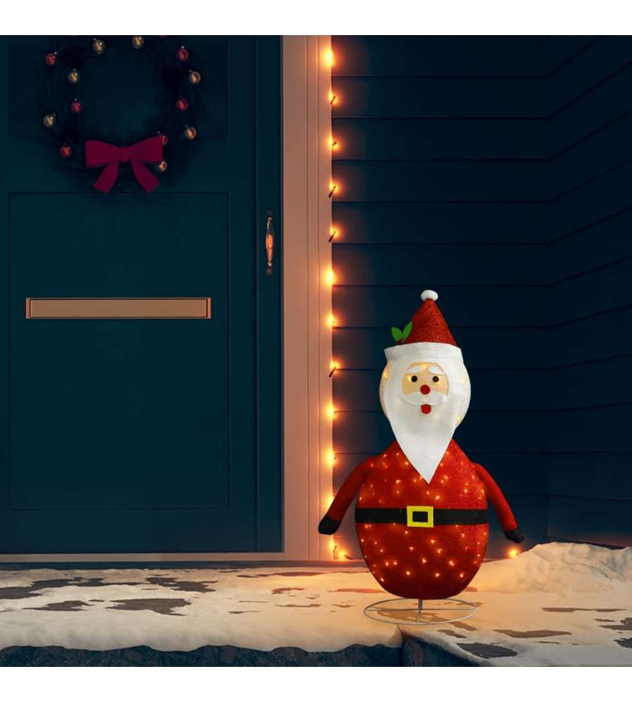 Figura Natalizia Babbo Natale a LED in Tessuto Pregiato 90 cm