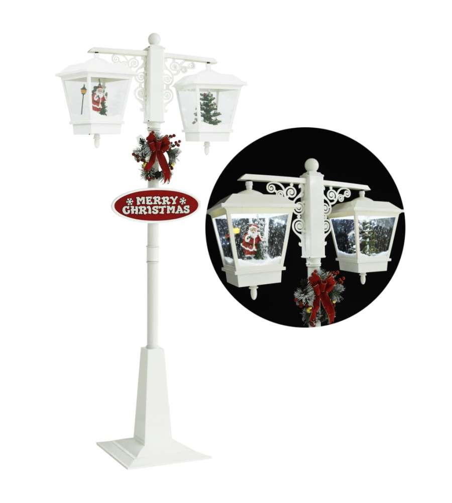 Lampione Natalizio Babbo Natale Bianco Rosso 81x40x188 cm PVC