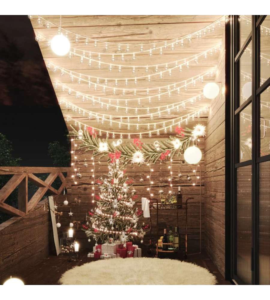 Filo di Luci Sferiche 40m 400 LED Bianco Caldo 8 Funzioni