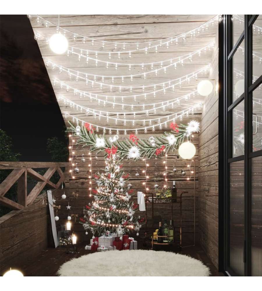 Filo di Luci Sferiche 40m 400 LED Bianco Freddo 8 Funzioni