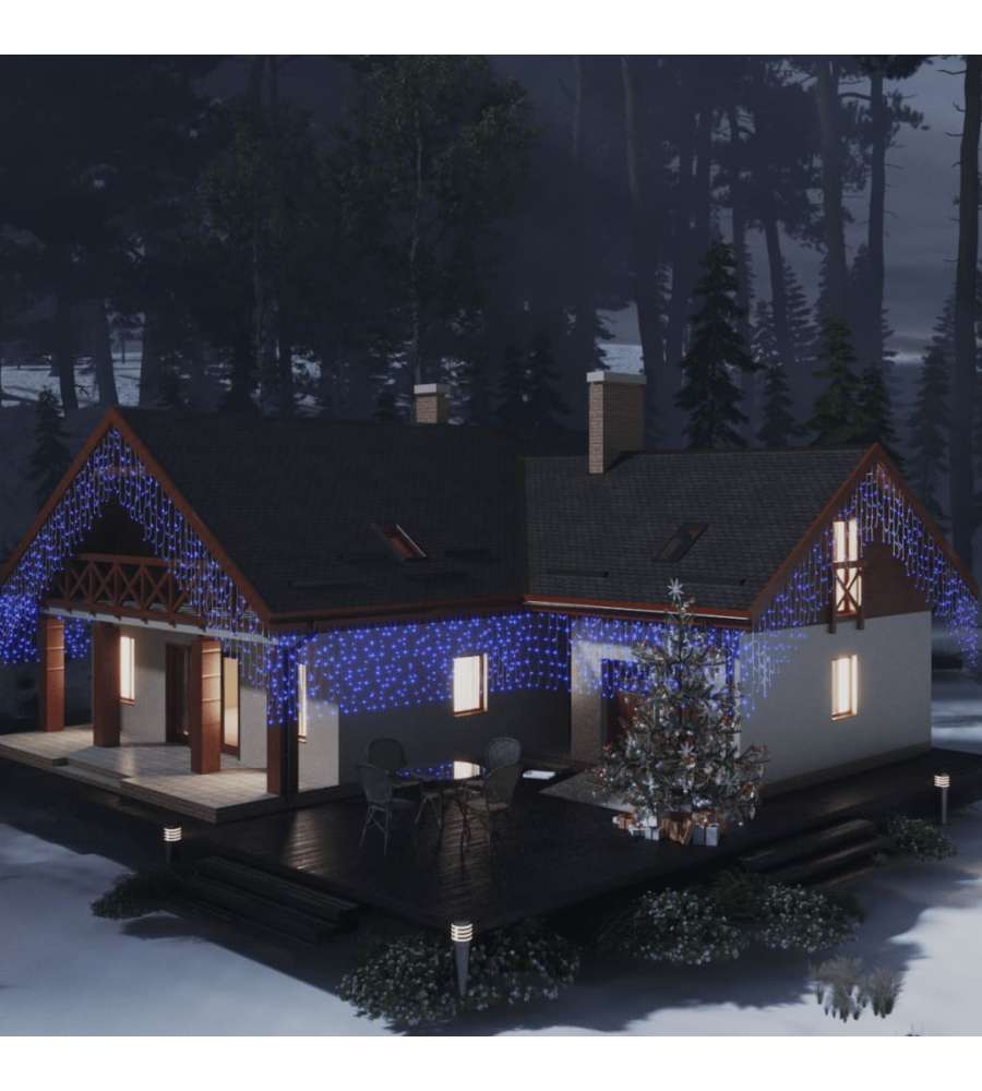 Tenda di Luci LED a Ghiacciolo 10 m 400 LED Blu 8 Funzioni