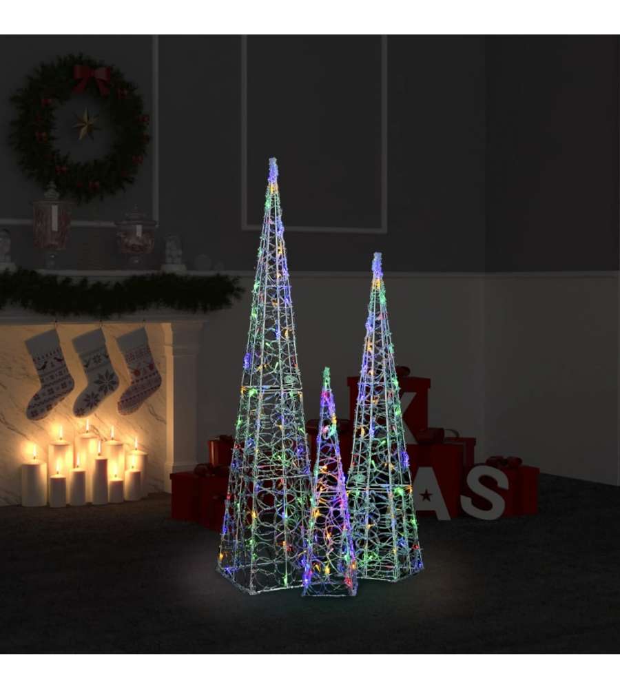 Set Coni Luce LED Acrilico Decorativo Multicolore 60/90/120 cm