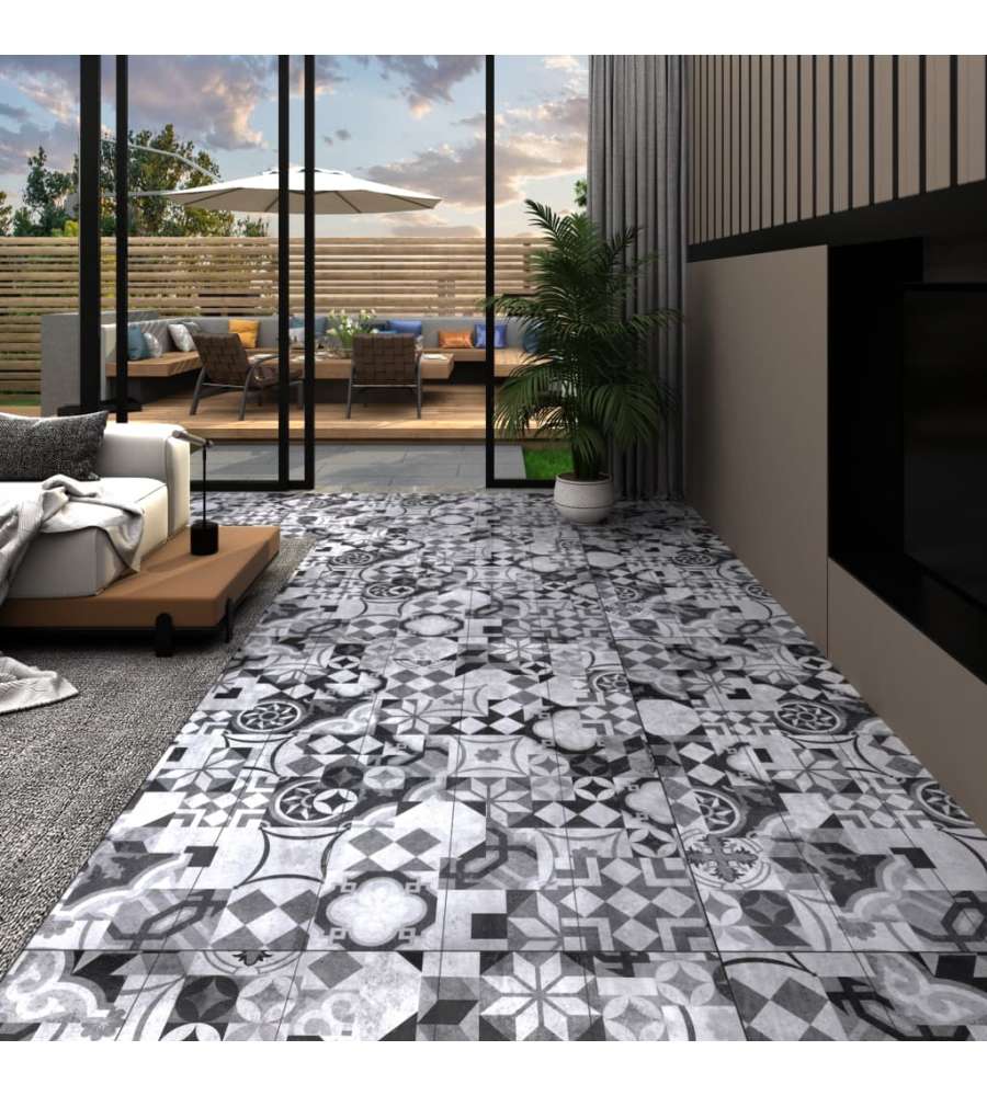 Listoni Autoadesivi in PVC 5,21 mq 2 mm Motivo Grigio