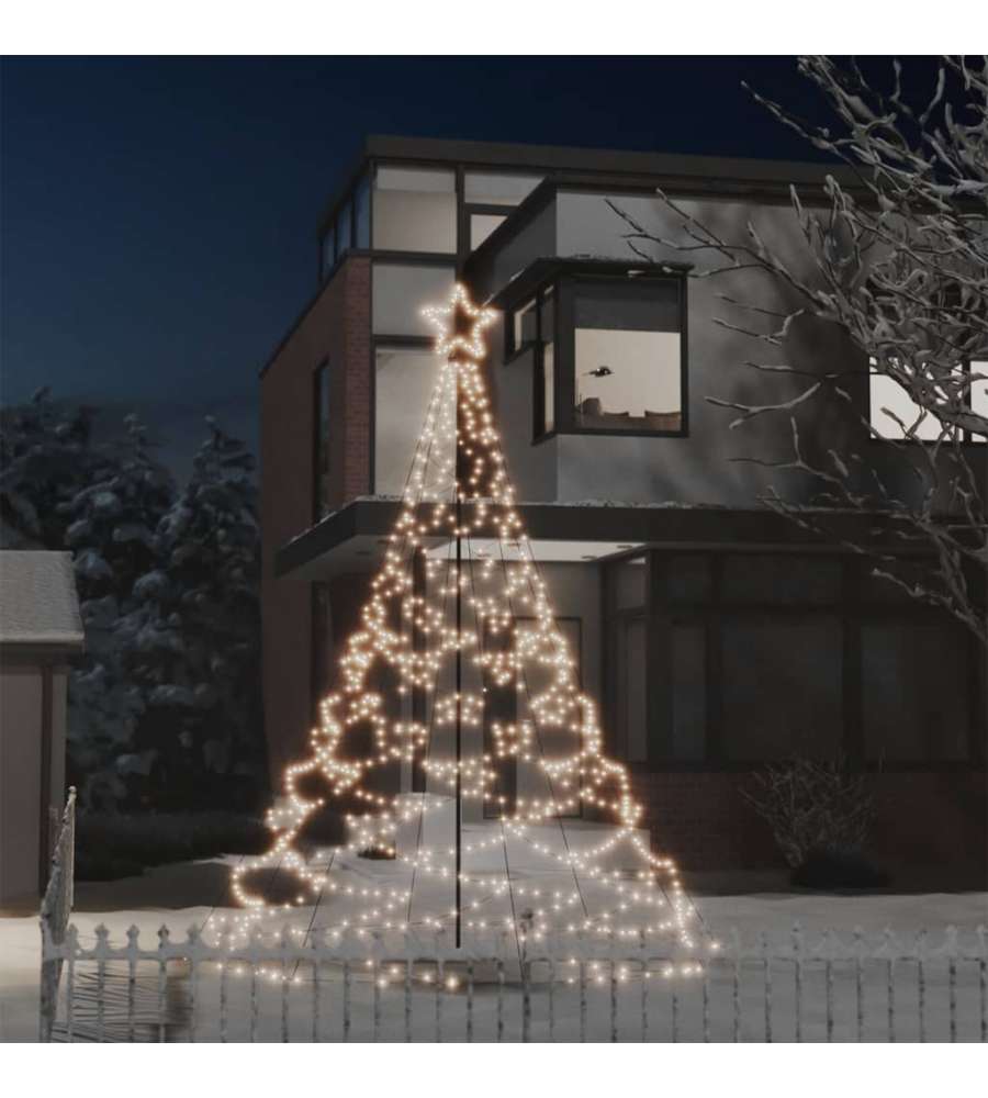 Albero Di Natale Con Palo In Metallo 500 Led Bianco Caldo 3 M