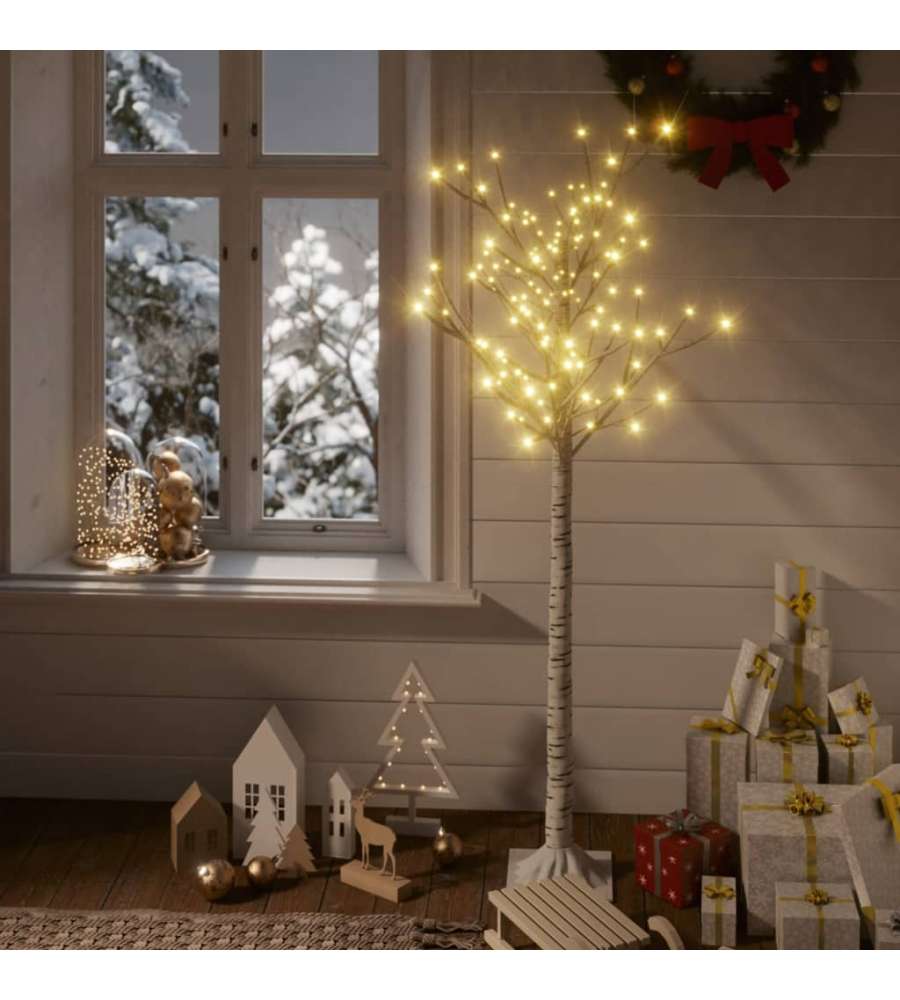 Albero Natale 140 LED 1,5m Salice Bianco Caldo Interno Esterno