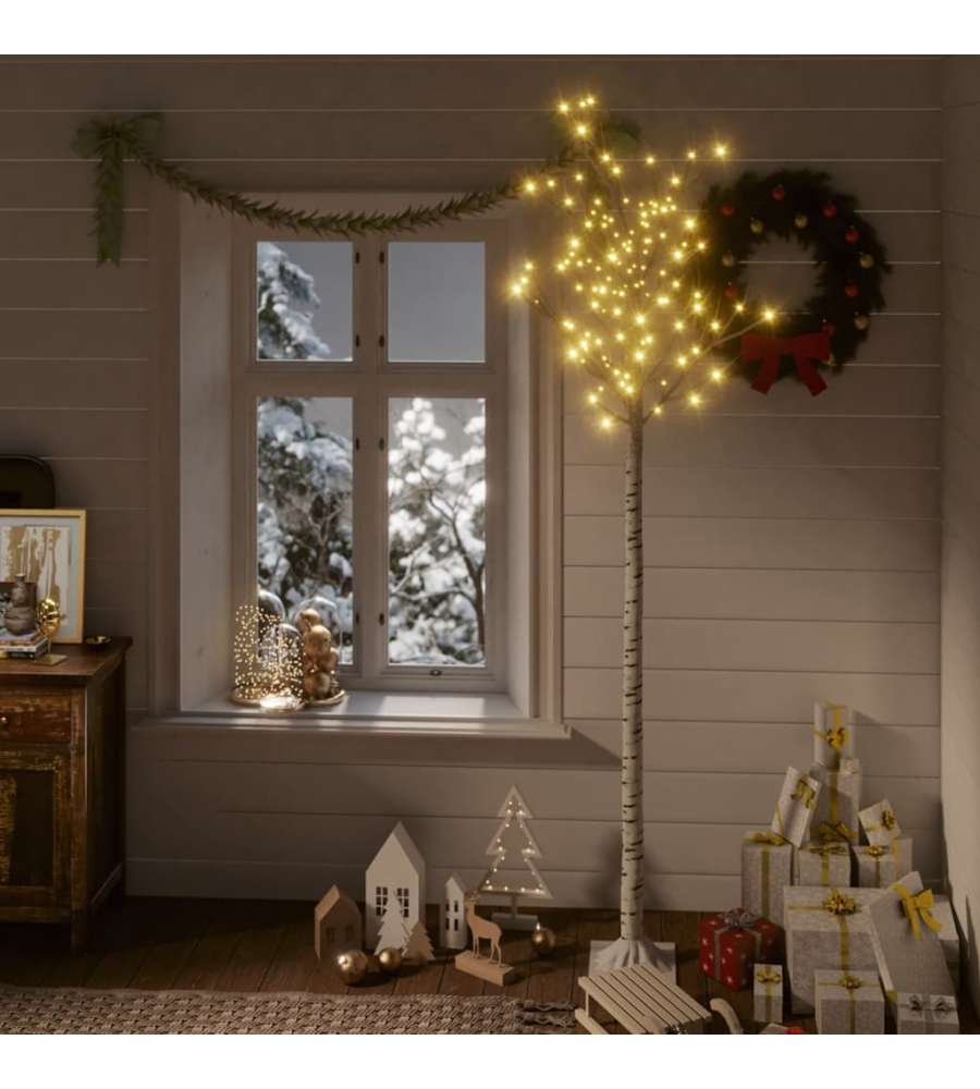 Albero Natale 200 LED 2,2 m Salice Bianco Caldo Interno Esterno