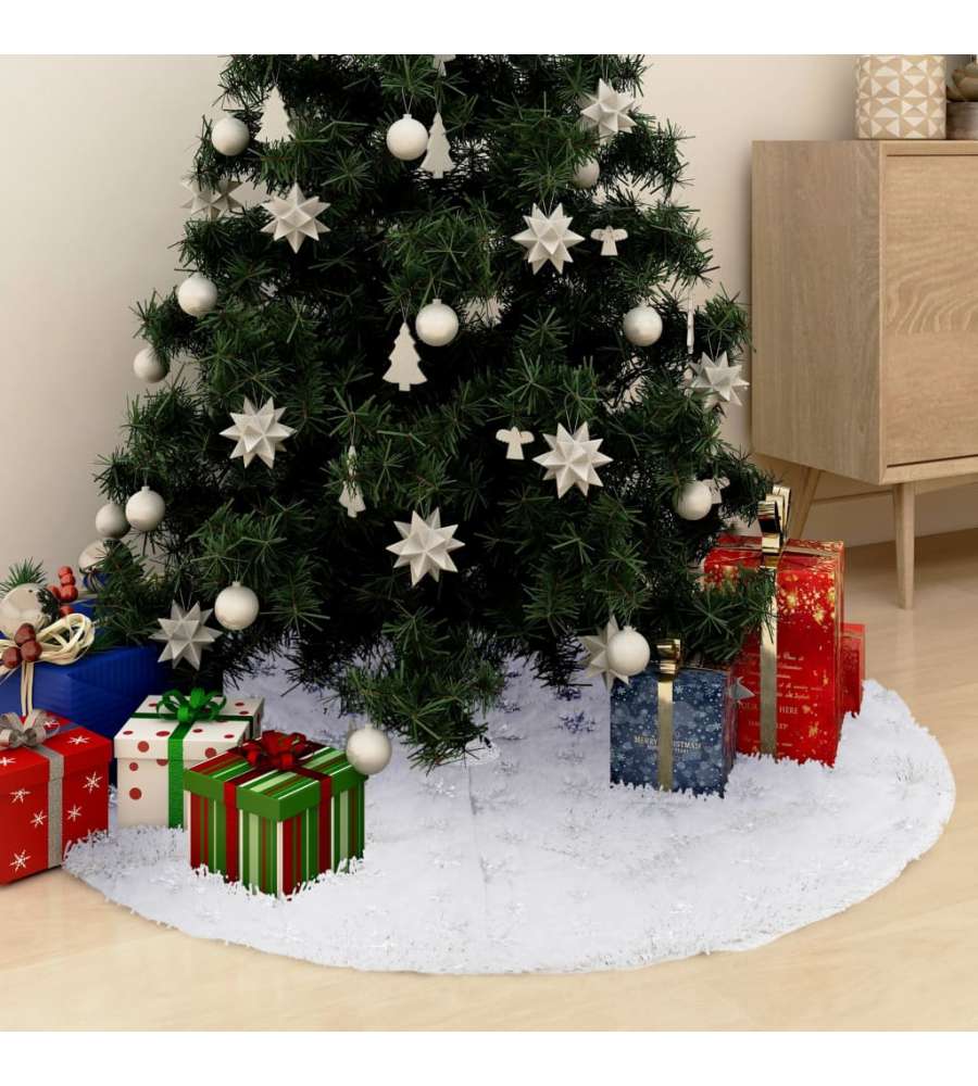 Gonna per Albero di Natale Bianca 122 cm in Pelliccia Sintetica