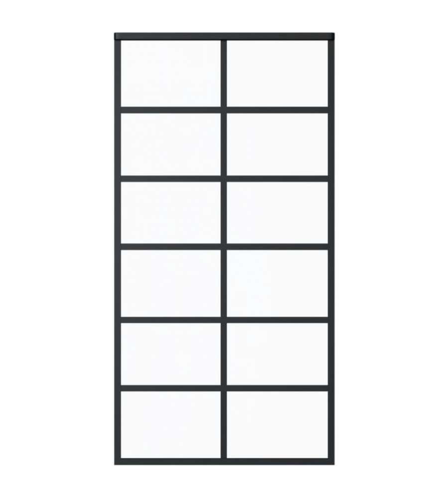 Porta Scorrevole in Vetro ESG e Alluminio 102x205 cm Nera