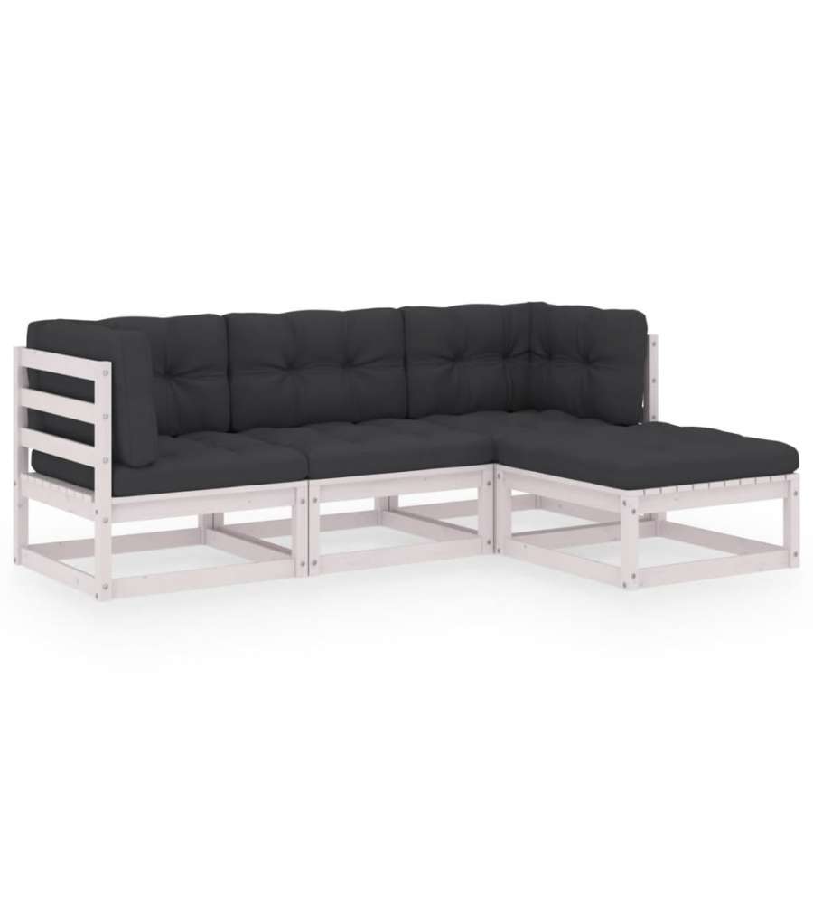 Set Divani da Giardino 4 pz con Cuscini Legno Massello Pino 3076575