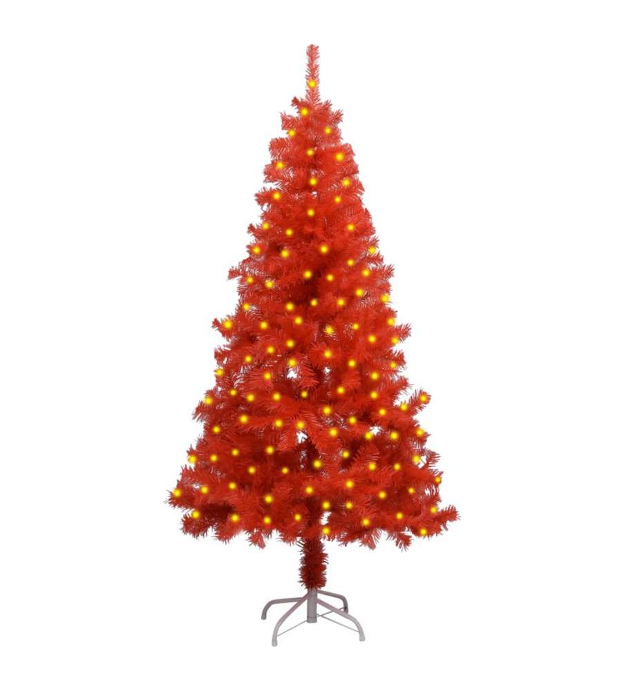 Albero di Natale con LED e Supporto Rosso 150 cm PVC