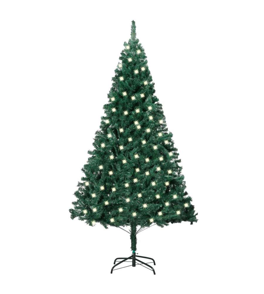 Albero di Natale Artificiale con LED Rami Folti Verde 120 cm