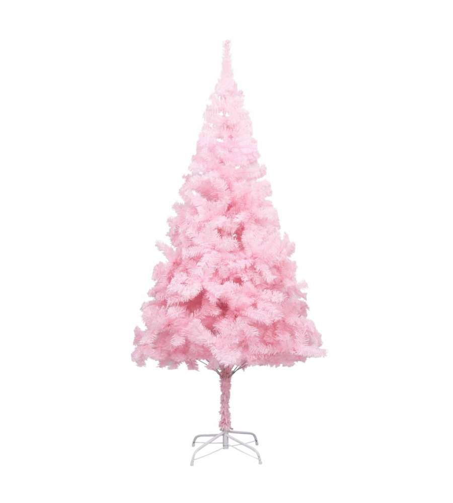 Set Albero Natale Artificiale con LED e Palline Rosa 210 cm PVC