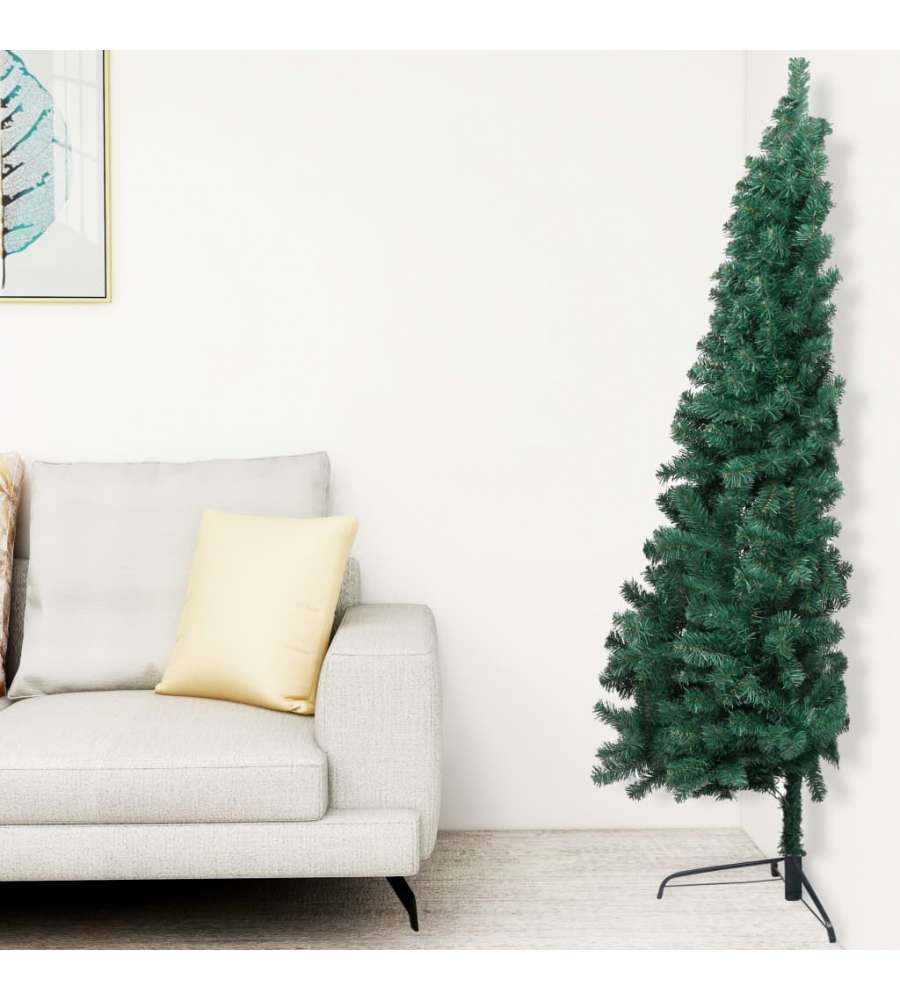 Set Albero Natale Artificiale a Met LED e Palline Verde 240cm