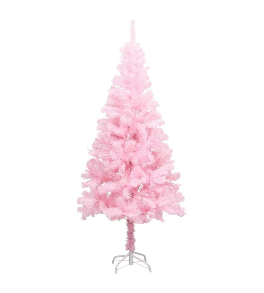 Set Albero Natale Artificiale con LED e Palline Rosa 150 cm PVC