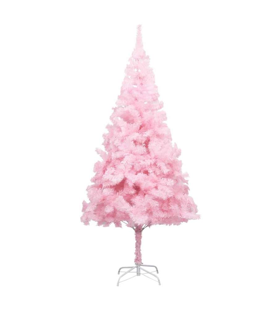 Set Albero Natale Artificiale con LED e Palline Rosa 240 cm PVC