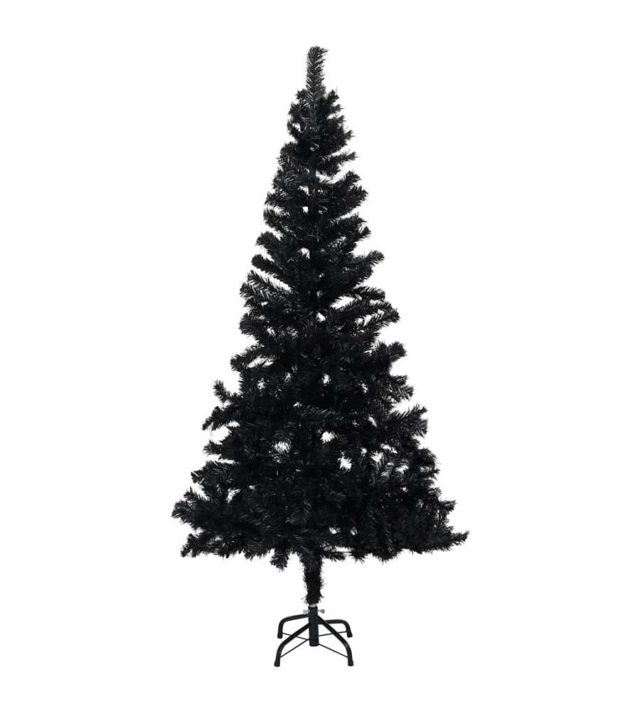 Set Albero Natale Artificiale con LED e Palline Nero 120 cm PVC
