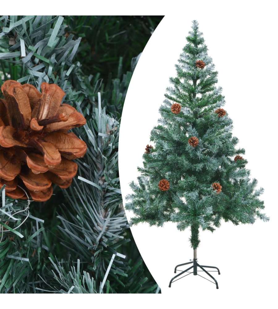Set Albero Natale Satinato con LED Palline e Pigne 150 cm