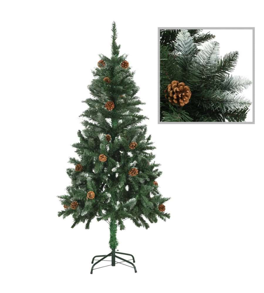 Albero di Natale Artificiale con Luci a LED e Pigne 150 cm