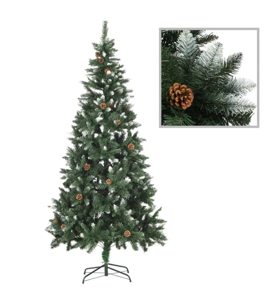 Set Albero Natale Artificiale con LED Palline e Pigne 210 cm