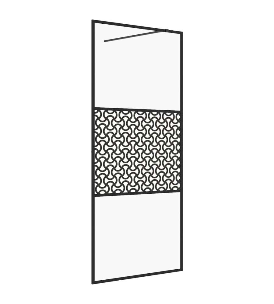 Parete per Doccia Walk-in Vetro Trasparente ESG 80x195 cm Nera