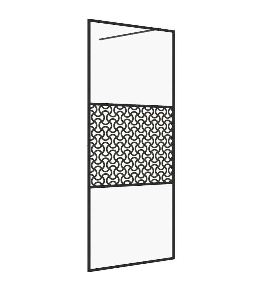 Parete per Doccia Walk-in Vetro Trasparente ESG 100x195cm Nera
