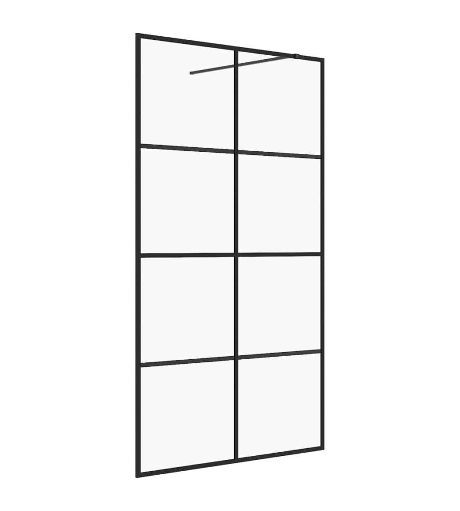 Parete per Doccia Walk-in Vetro Trasparente ESG 115x195cm Nera